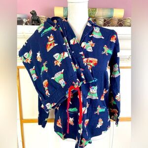 NWOT flannel 2 pc. pj set Xmas animals in hats: dogs, cats, iguanas runs big